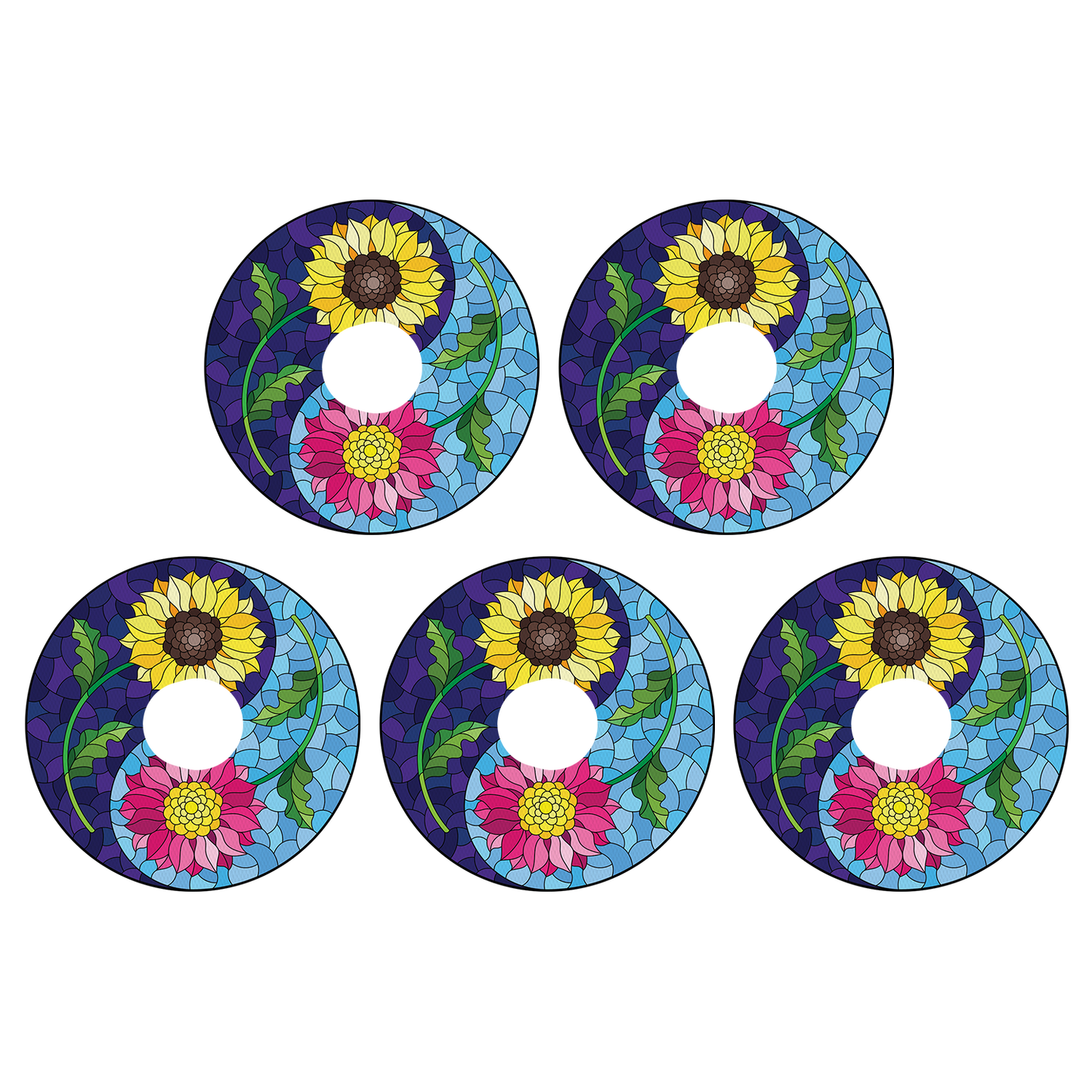 Dexcom Stained Glass Flowers Design Patches