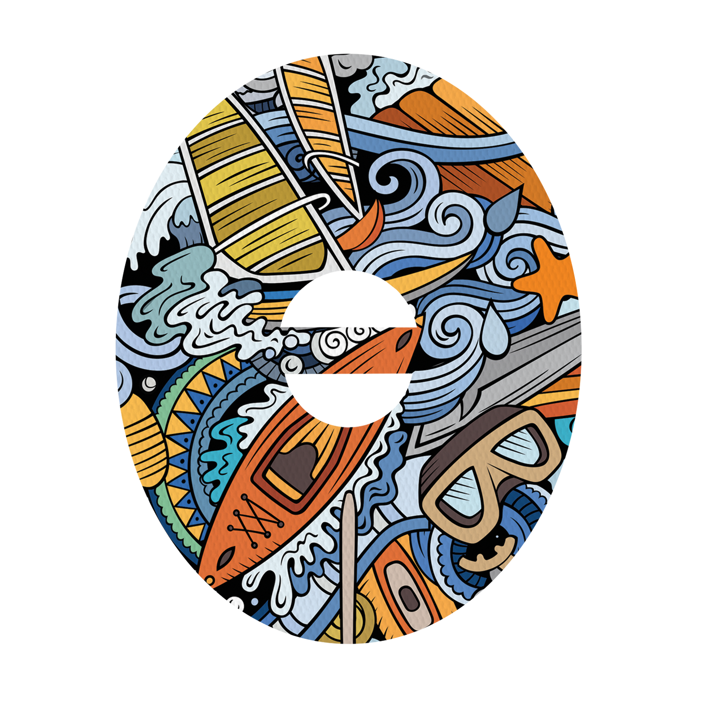 Dexcom Watersport Doodles Design Patches