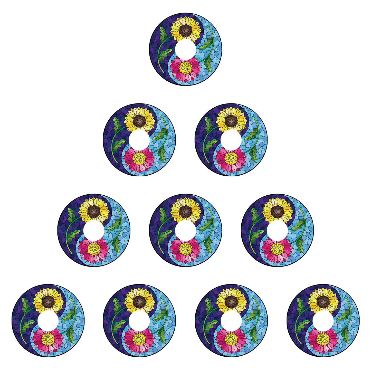 Freestyle Libre Stained Glass Flowers Design Patches