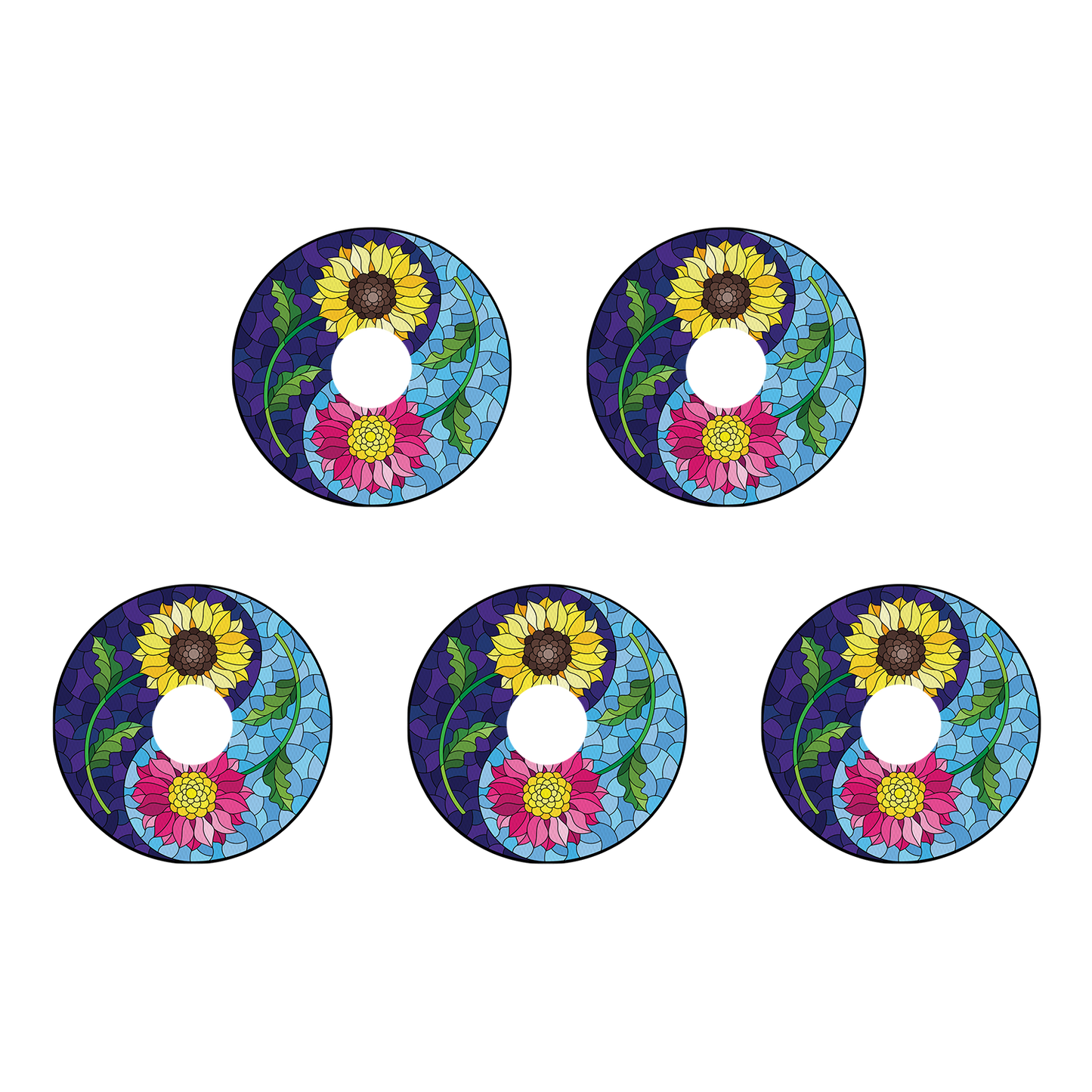 Freestyle Libre Stained Glass Flowers Design Patches
