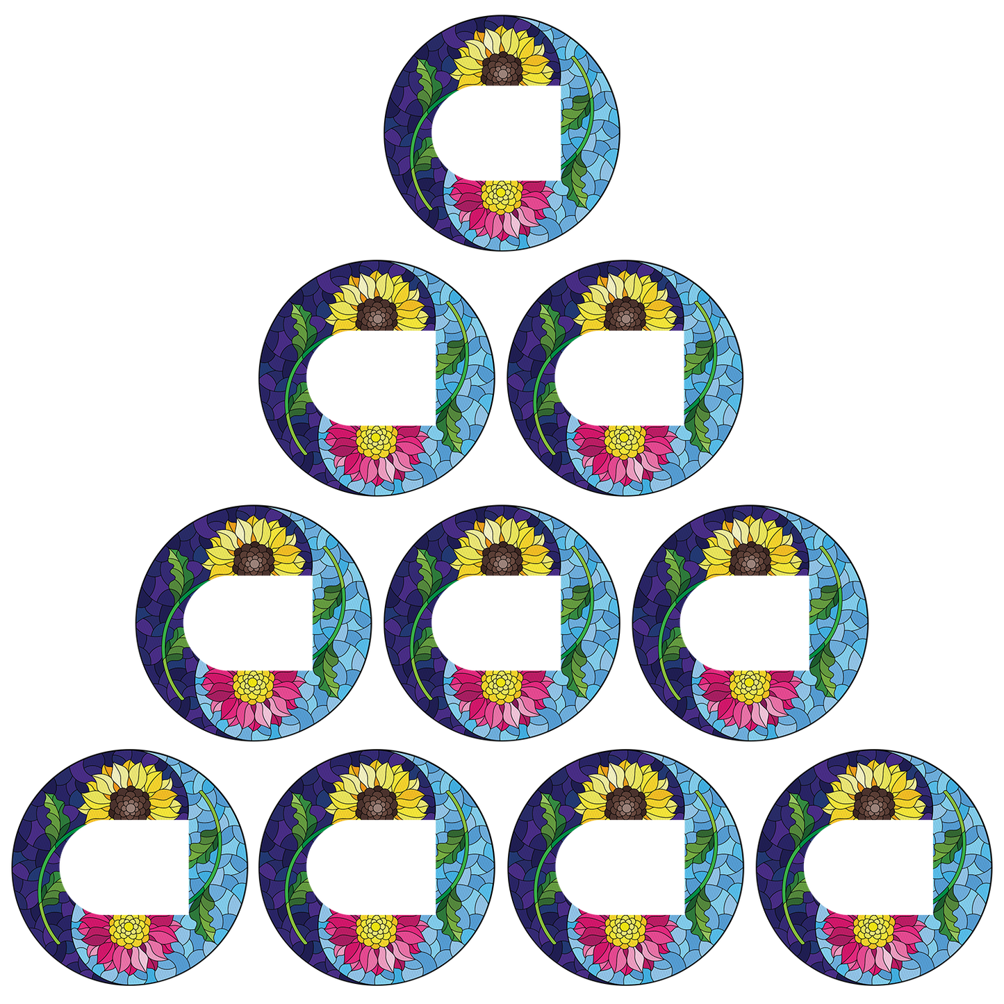 Omnipod Stained Glass Flowers Design Patches
