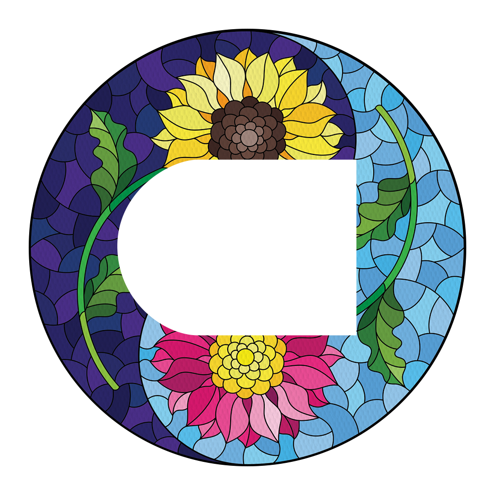 Omnipod Stained Glass Flowers Design Patches