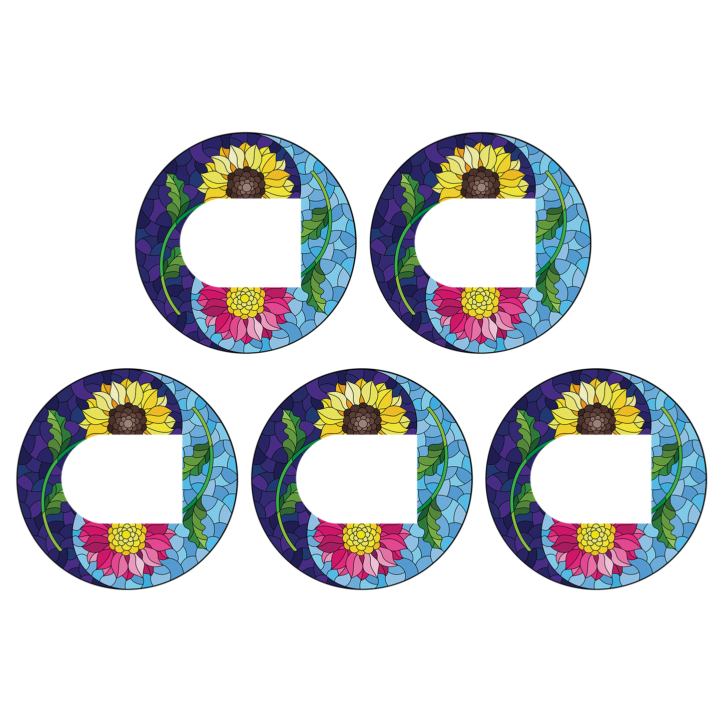 Omnipod Stained Glass Flowers Design Patches