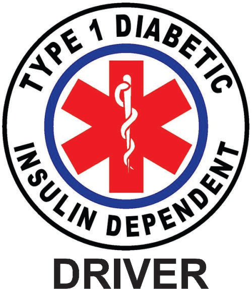 Type 1 Diabetic Medical alert stickers.