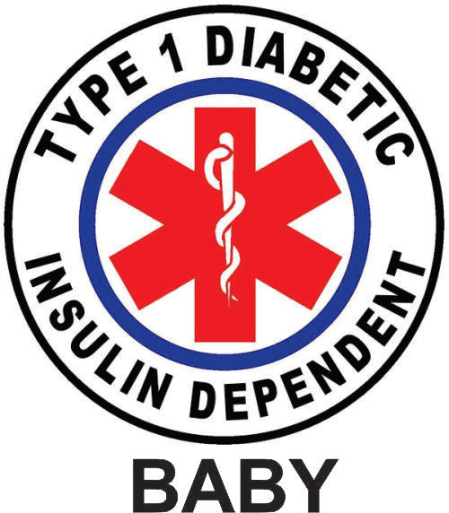 Type 1 Diabetic Medical alert stickers.
