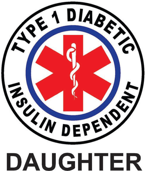 Type 1 Diabetic Medical alert stickers.