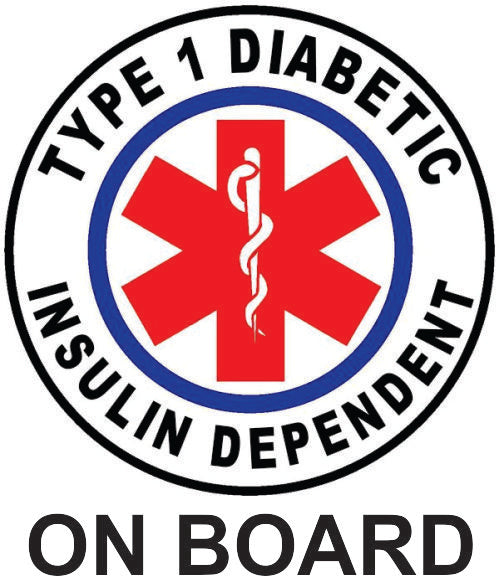 Type 1 Diabetic Medical alert stickers.