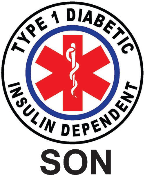 Type 1 Diabetic Medical alert stickers.