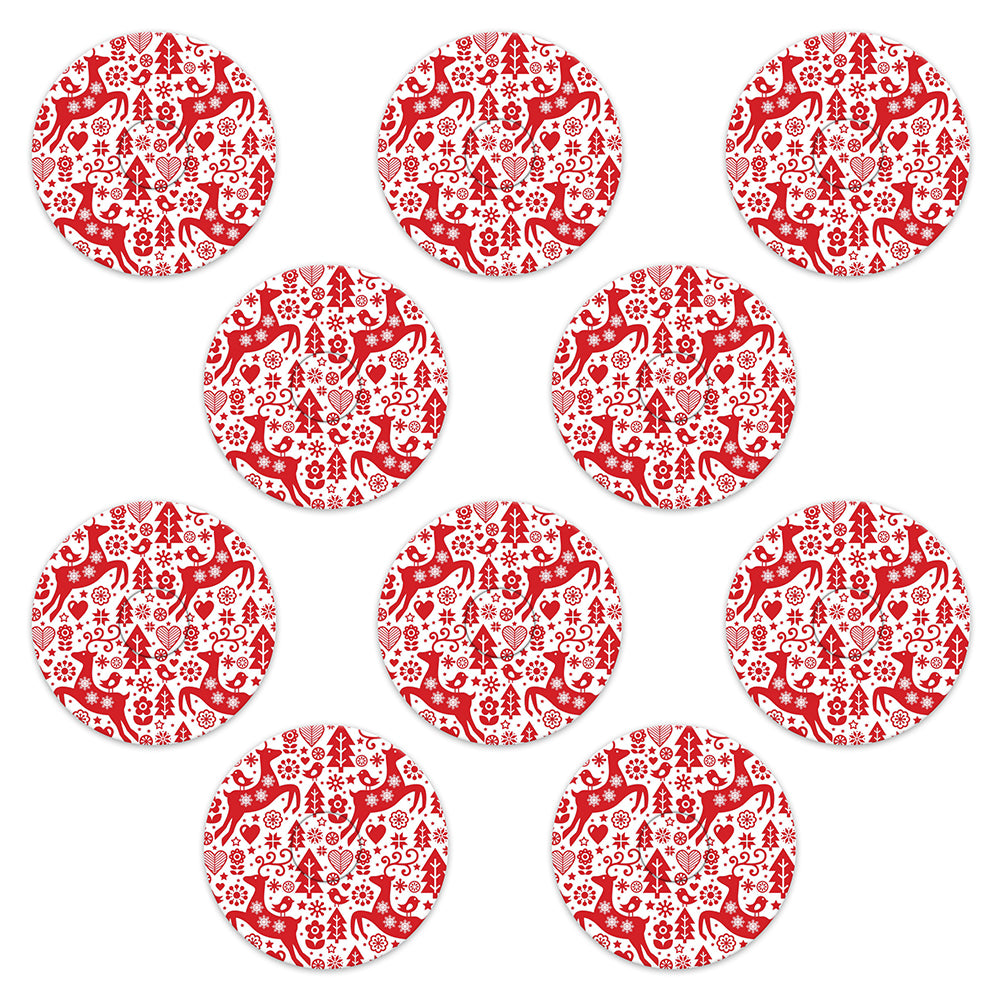 Christmas red & white deer paper adhesive patches - all devices.