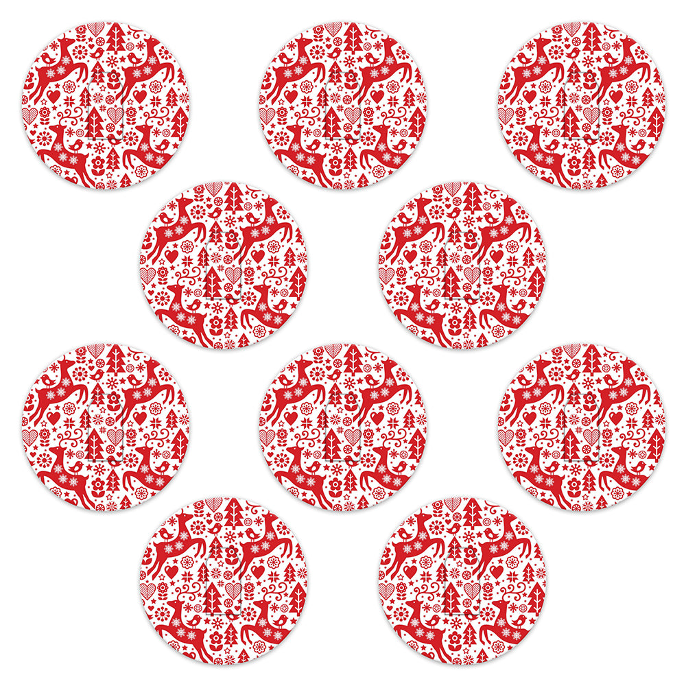 Christmas red & white deer paper adhesive patches - all devices.