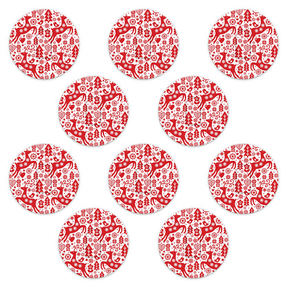 Christmas red & white deer paper adhesive patches - all devices.