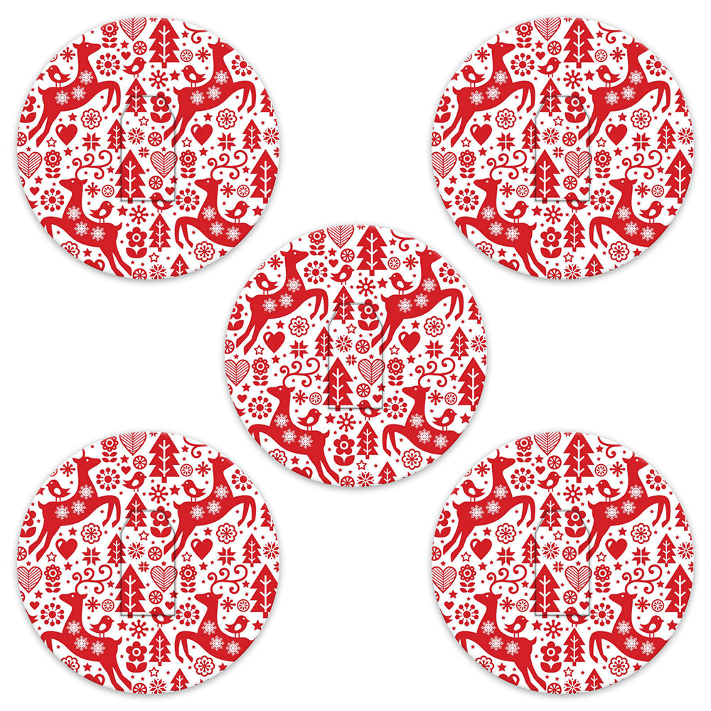 Christmas red & white deer paper adhesive patches - all devices.