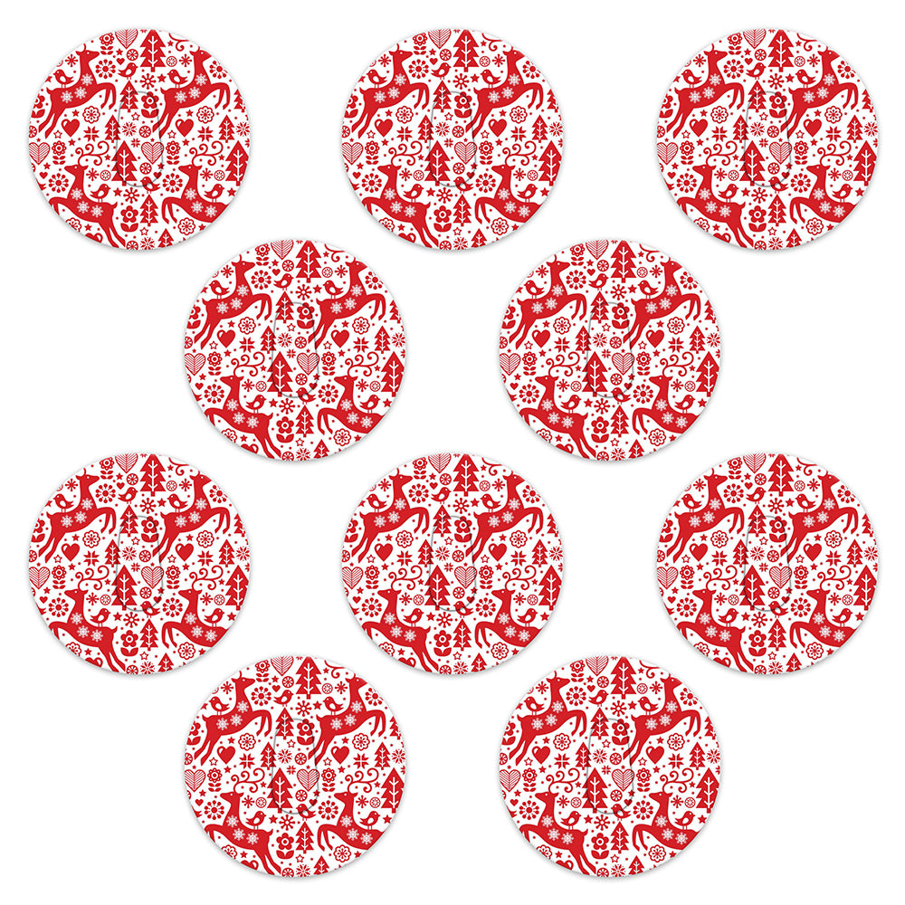 Christmas red & white deer paper adhesive patches - all devices.