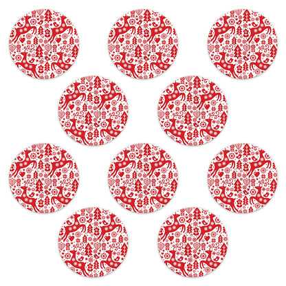 Christmas red & white deer paper adhesive patches - all devices.