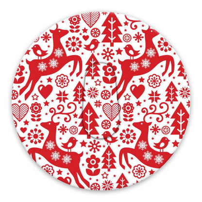 Christmas red & white deer paper adhesive patches - all devices.