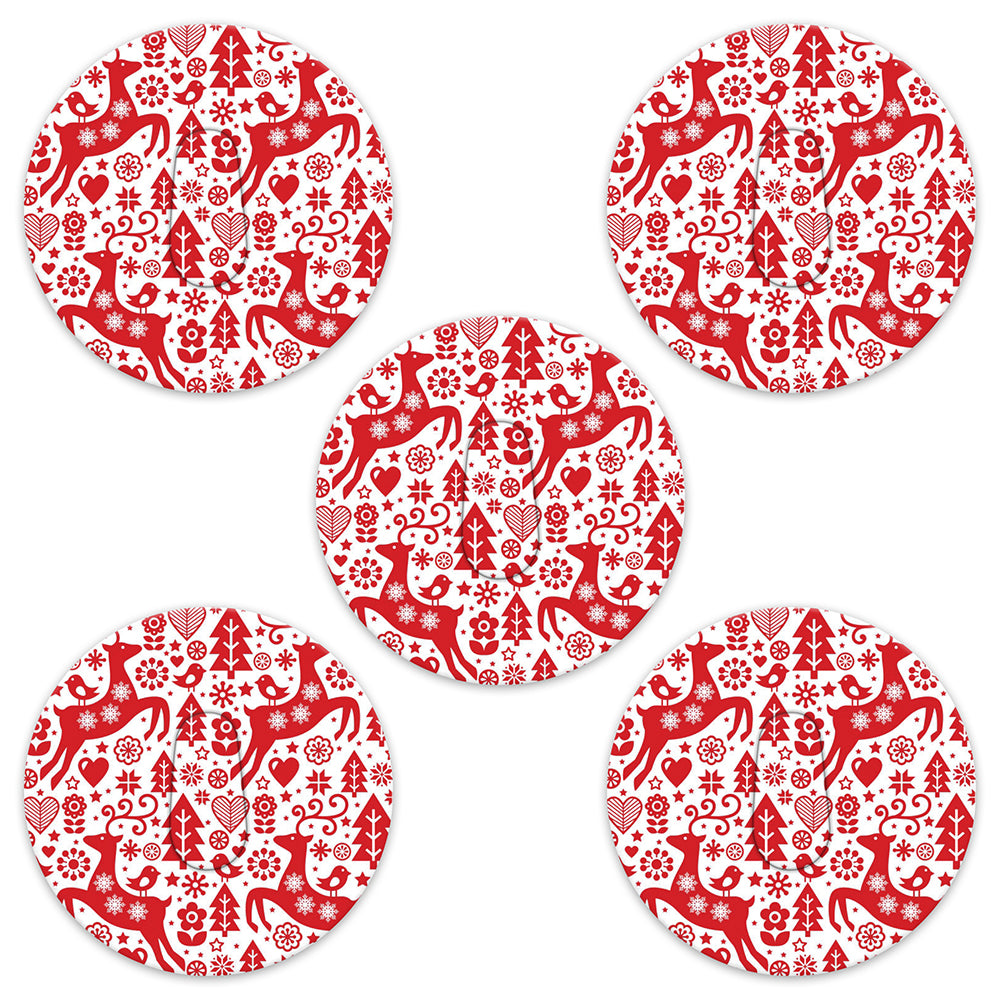 Christmas red & white deer paper adhesive patches - all devices.