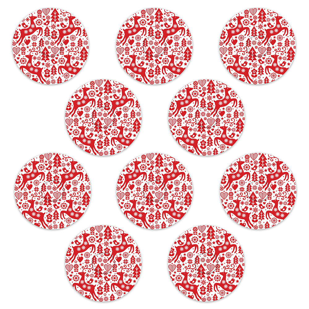 Christmas red & white deer paper adhesive patches - all devices.