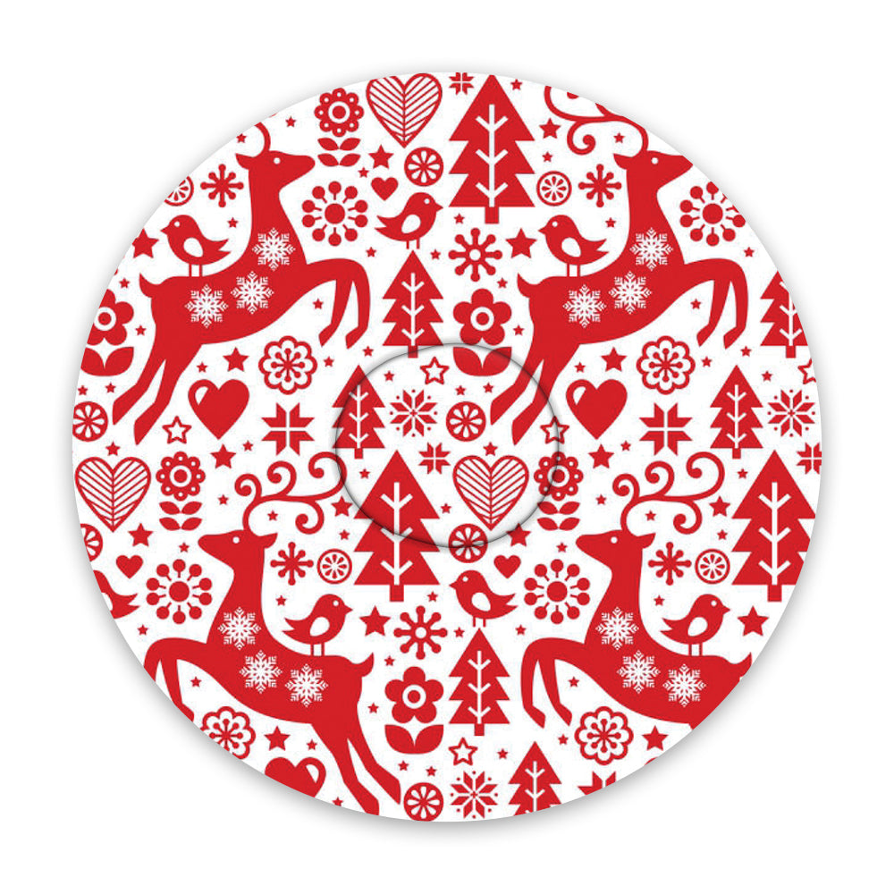 Christmas red & white deer paper adhesive patches - all devices.