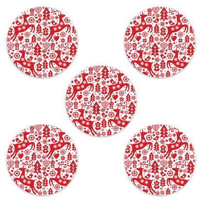 Christmas red & white deer paper adhesive patches - all devices.