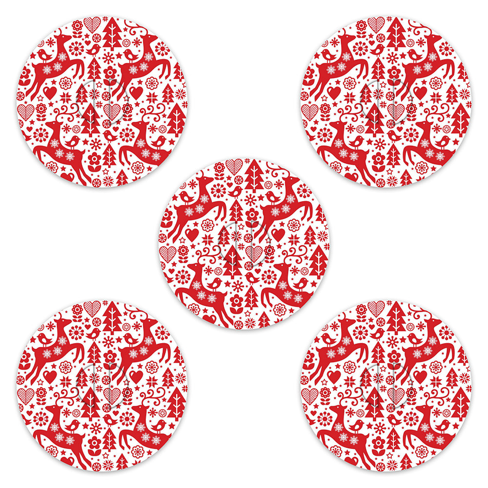 Christmas red & white deer paper adhesive patches - all devices.