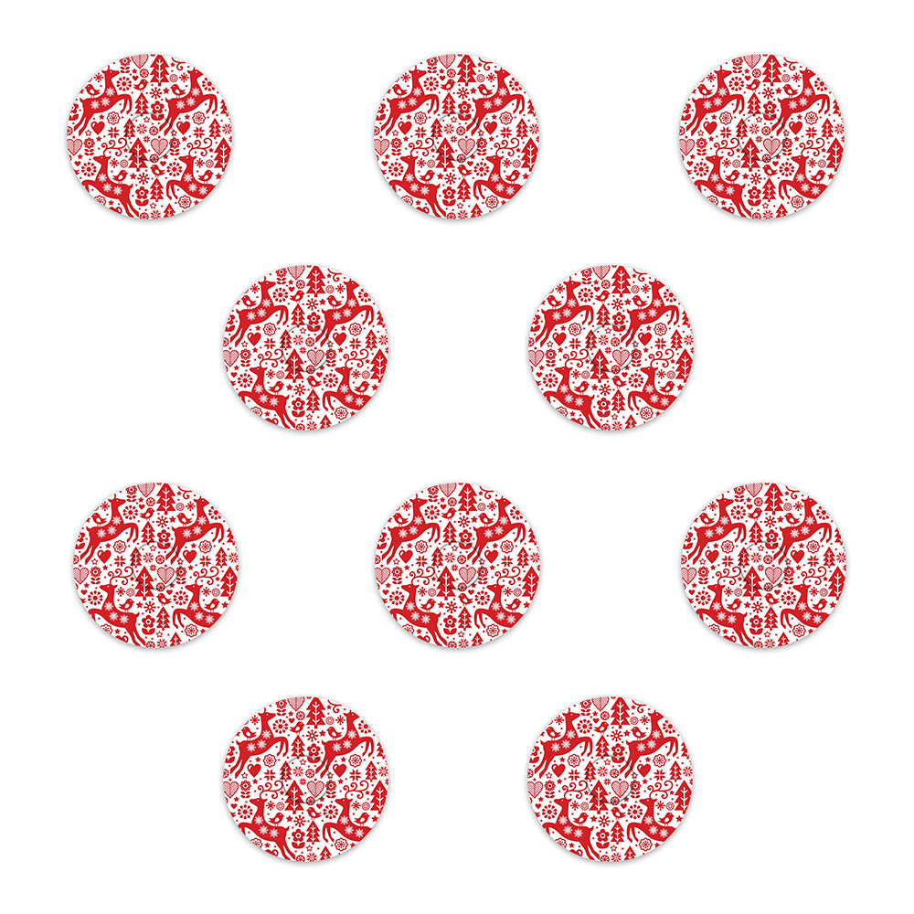 Christmas red & white deer paper adhesive patches - all devices.