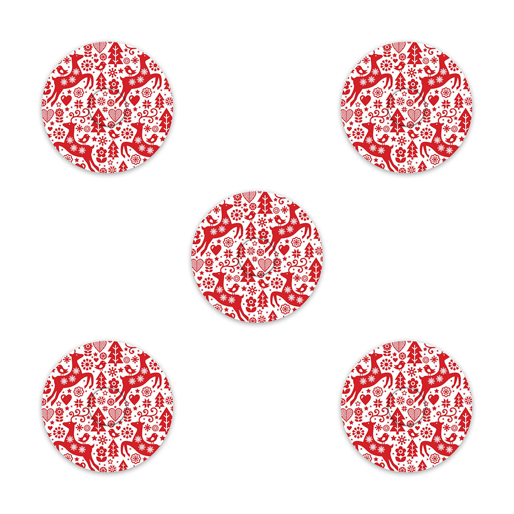 Christmas red & white deer paper adhesive patches - all devices.