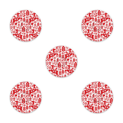 Christmas red & white deer paper adhesive patches - all devices.