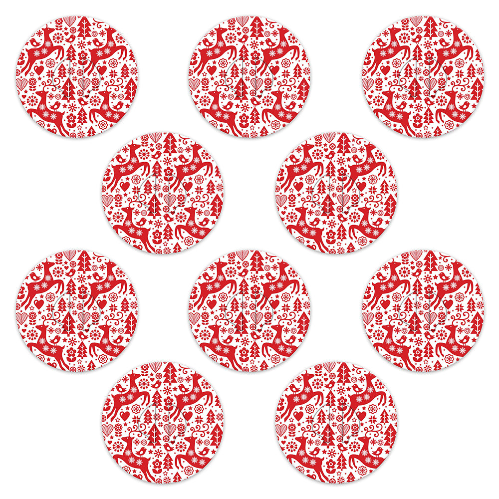 Christmas red & white deer paper adhesive patches - all devices.