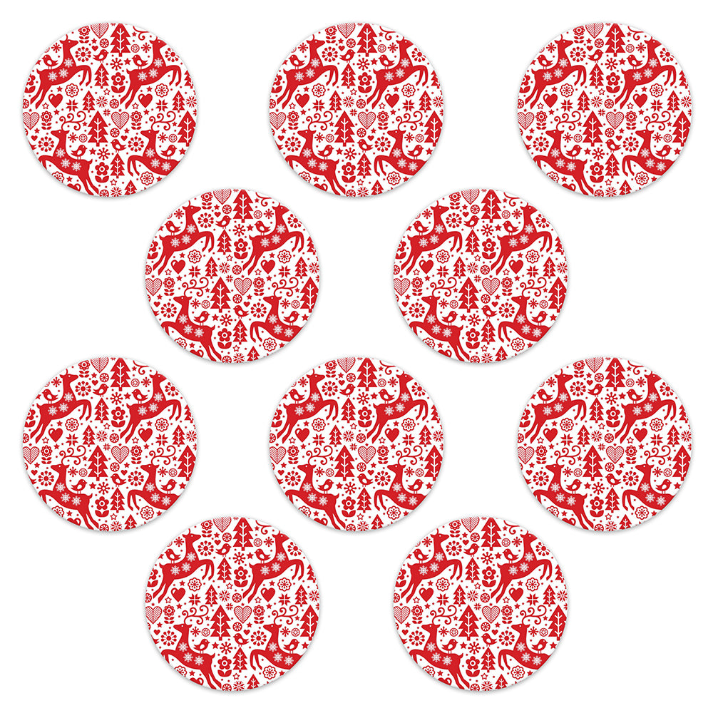 Christmas red & white deer paper adhesive patches - all devices.