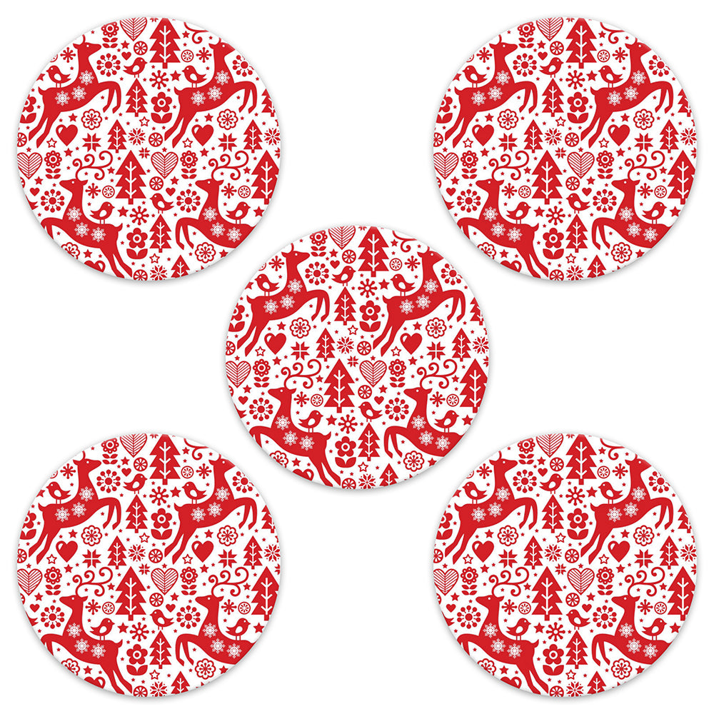 Christmas red & white deer paper adhesive patches - all devices.