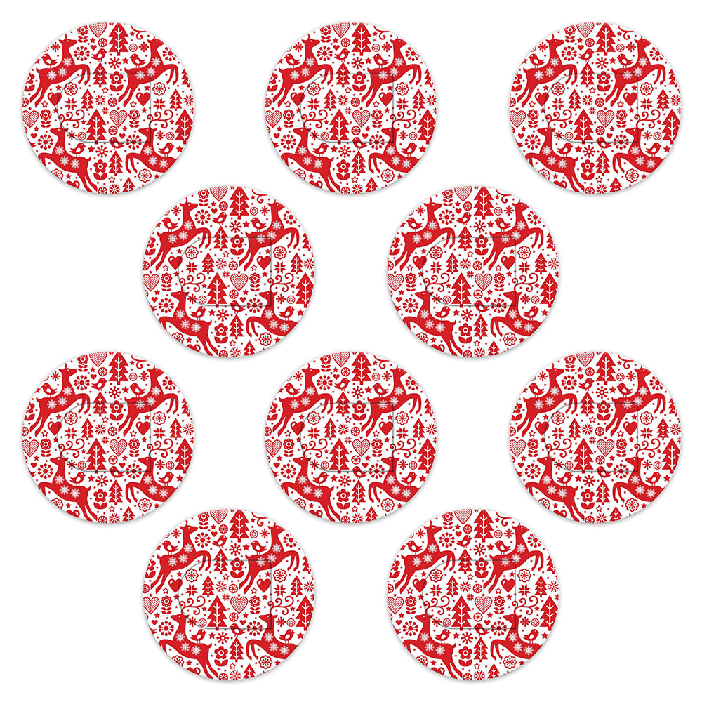 Christmas red & white deer paper adhesive patches - all devices.