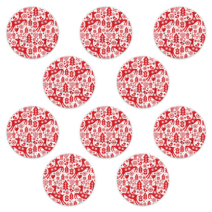 Christmas red & white deer paper adhesive patches - all devices.