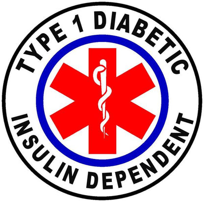 Type 1 Diabetic Medical alert stickers.